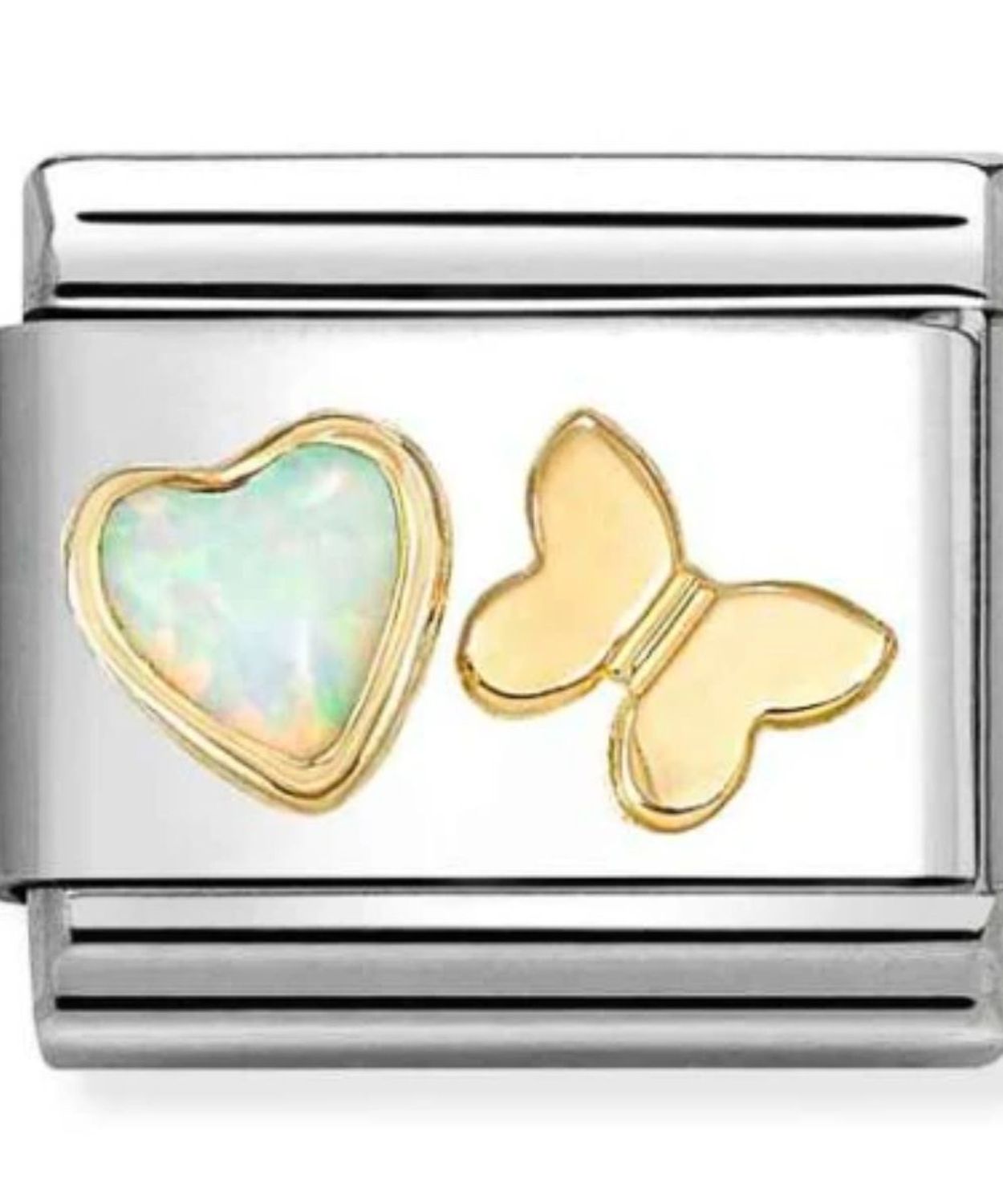 Nomination Element Link Serce z Białym Opalem i Motylkiem Gold.jpg